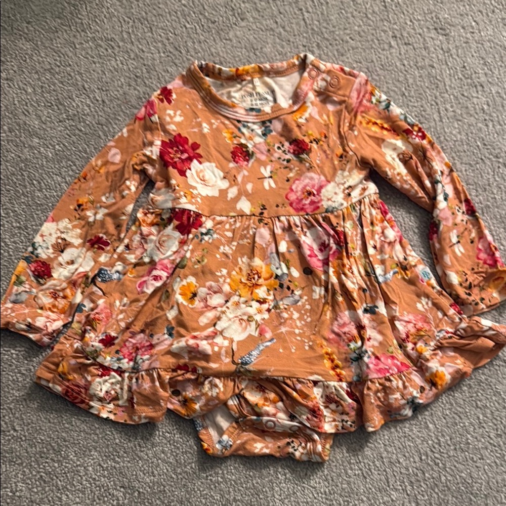 Posh Peanut Floral Twirl Bodysuit Dress